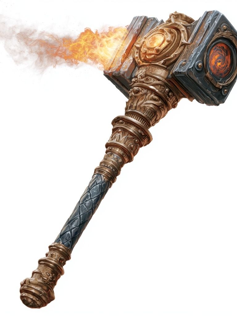 Flaming Warhammer Digital Art Poster. poster — illustration art