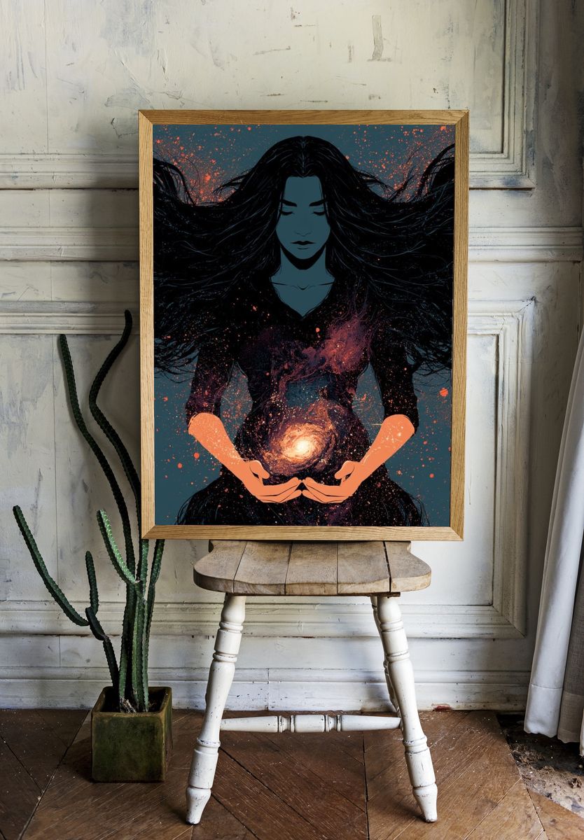 Cosmic Woman Digital Art Poster. room preview