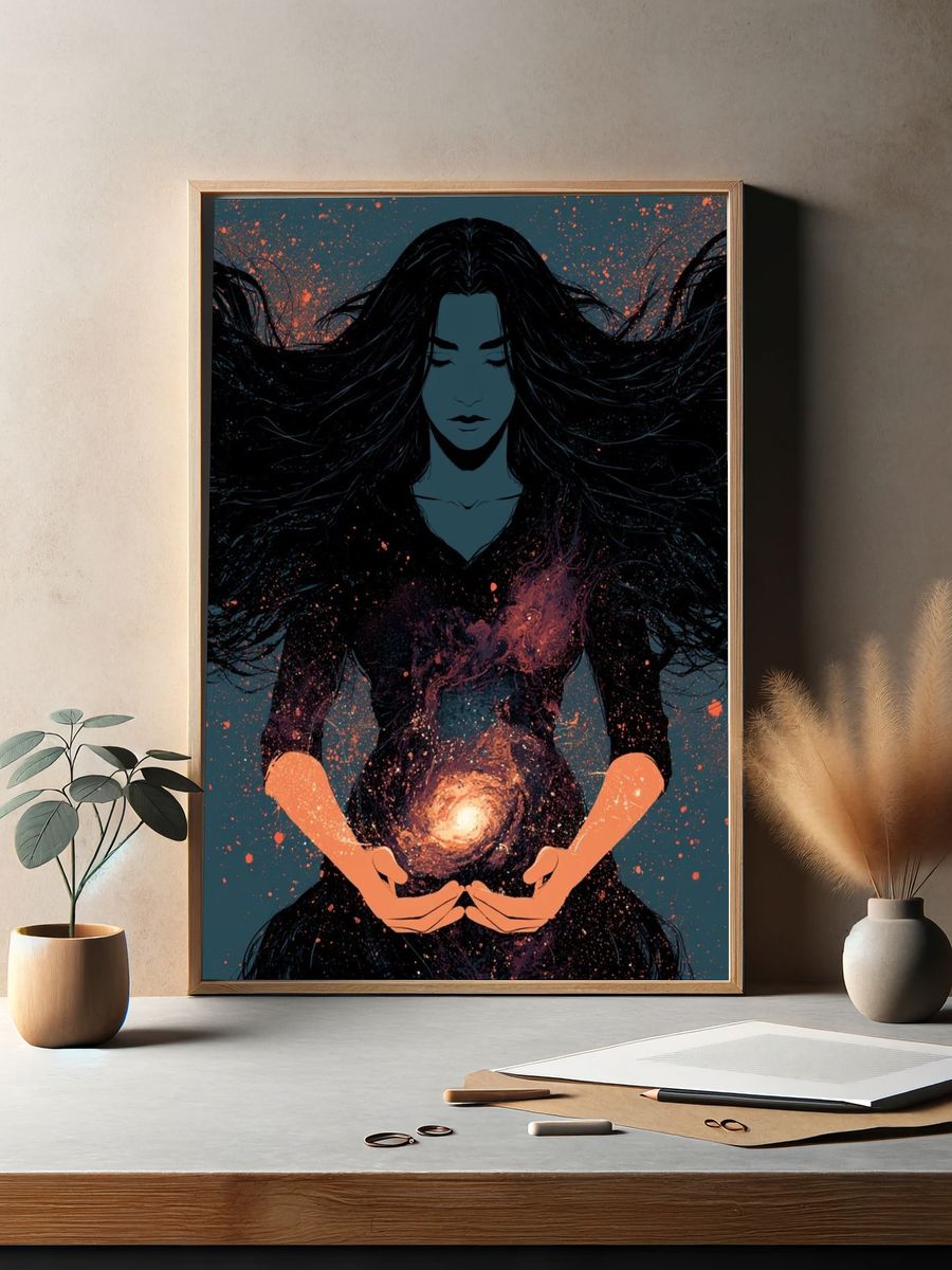 Cosmic Woman Digital Art Poster. — room view 2