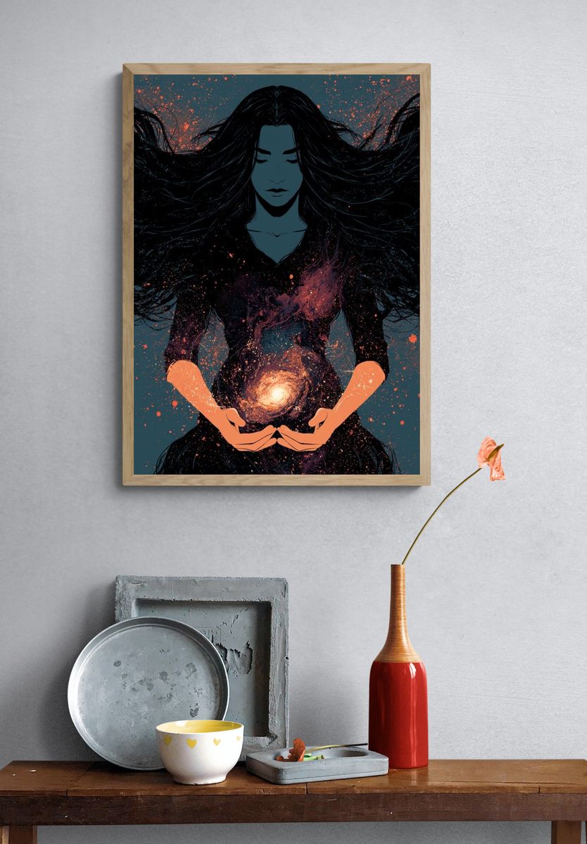 Cosmic Woman Digital Art Poster. — room view 3