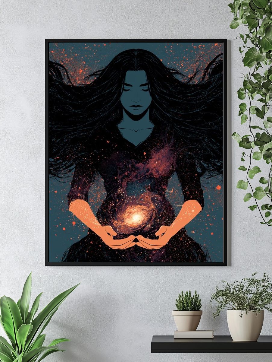 Cosmic Woman Digital Art Poster. — room view 4