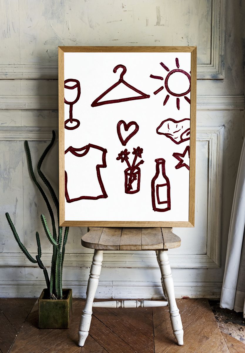 Wine Icons Illustration Poster. — room view 1