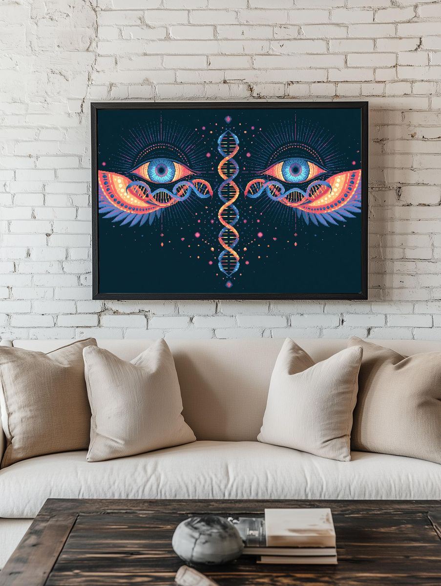 Cosmic DNA Eyes Illustration Poster. — room view 1