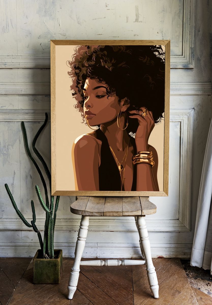 Elegant Afro Portrait Print. — room view 1