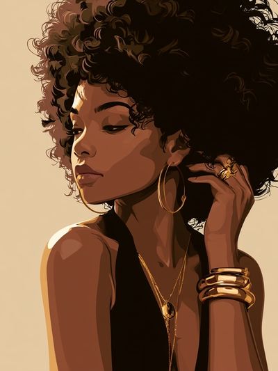 Elegant Afro Portrait Print.