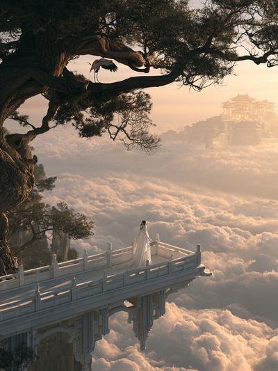 Cloud Temple Dreamscape Print. poster
