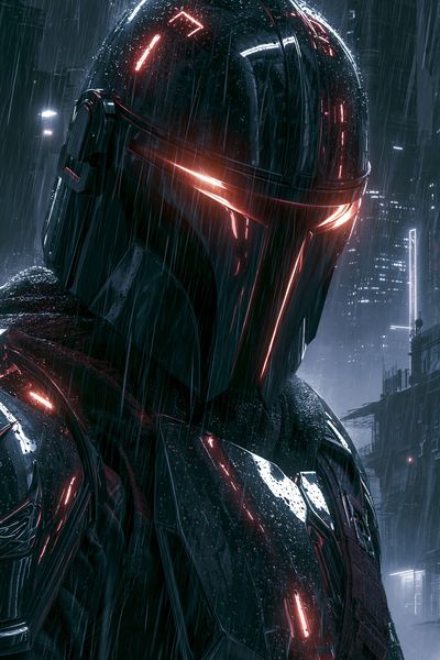 Cyberpunk Helmet Rain Poster.