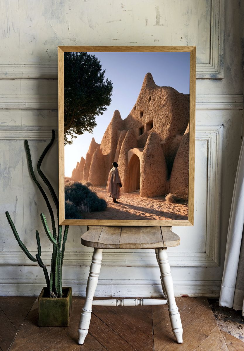 Desert Adobe Sanctuary Poster. — room view 1