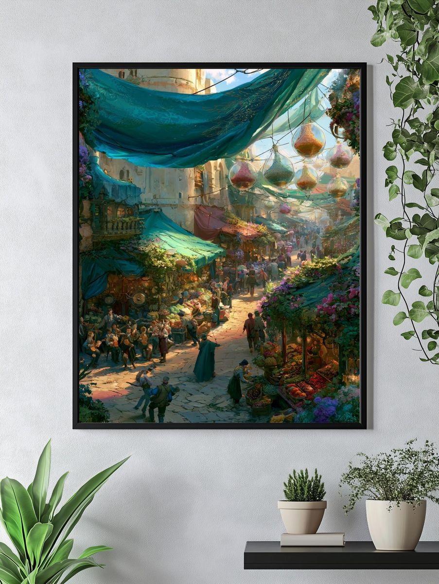 Enchanted Market Street Illustration Poster. — room view 4
