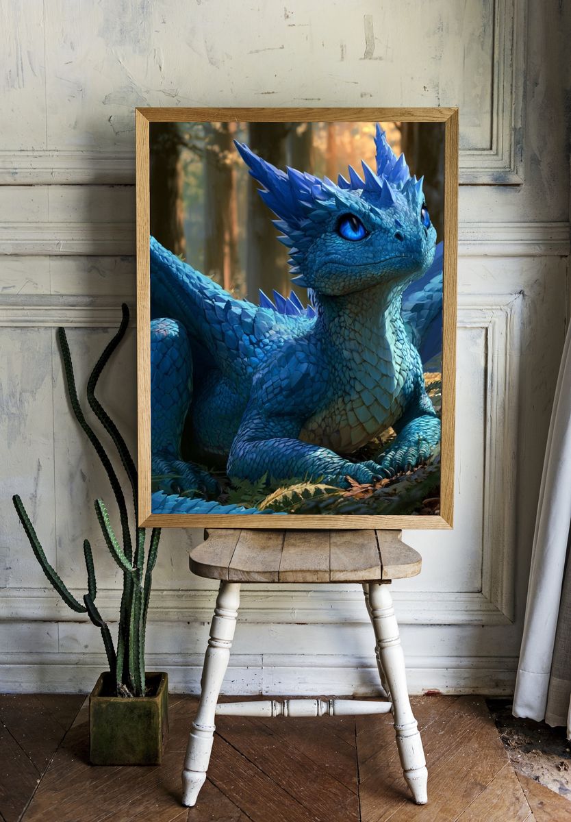 Blue Dragon Forest Poster. room preview