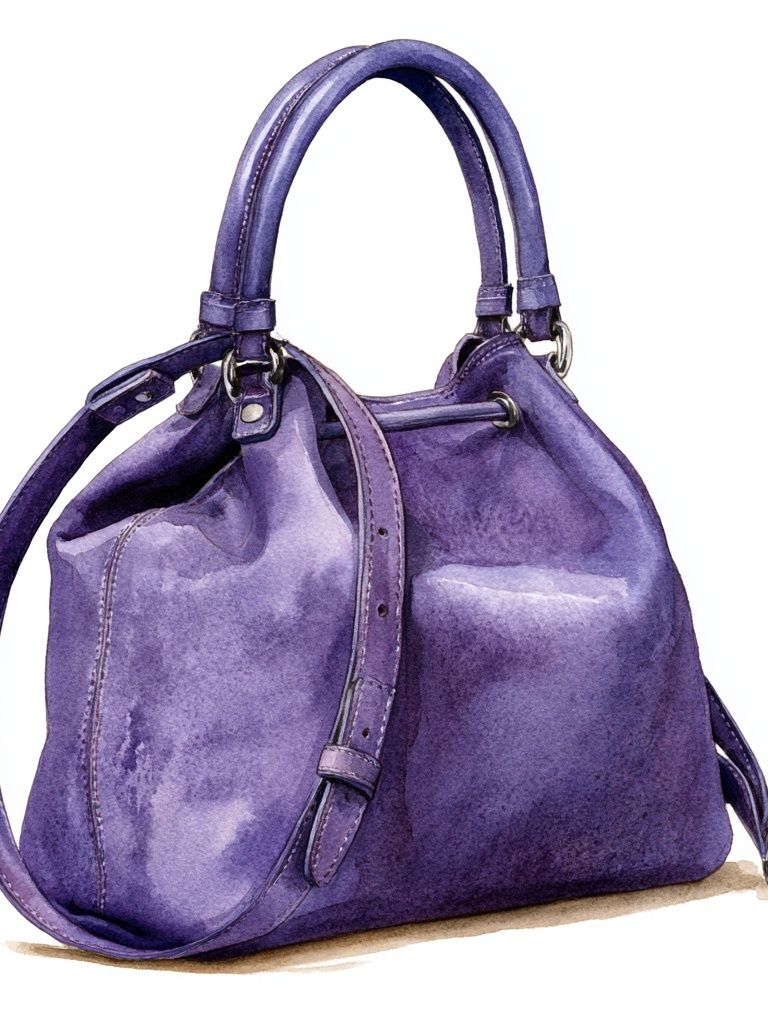 Purple Handbag Watercolor Print. poster — illustration art