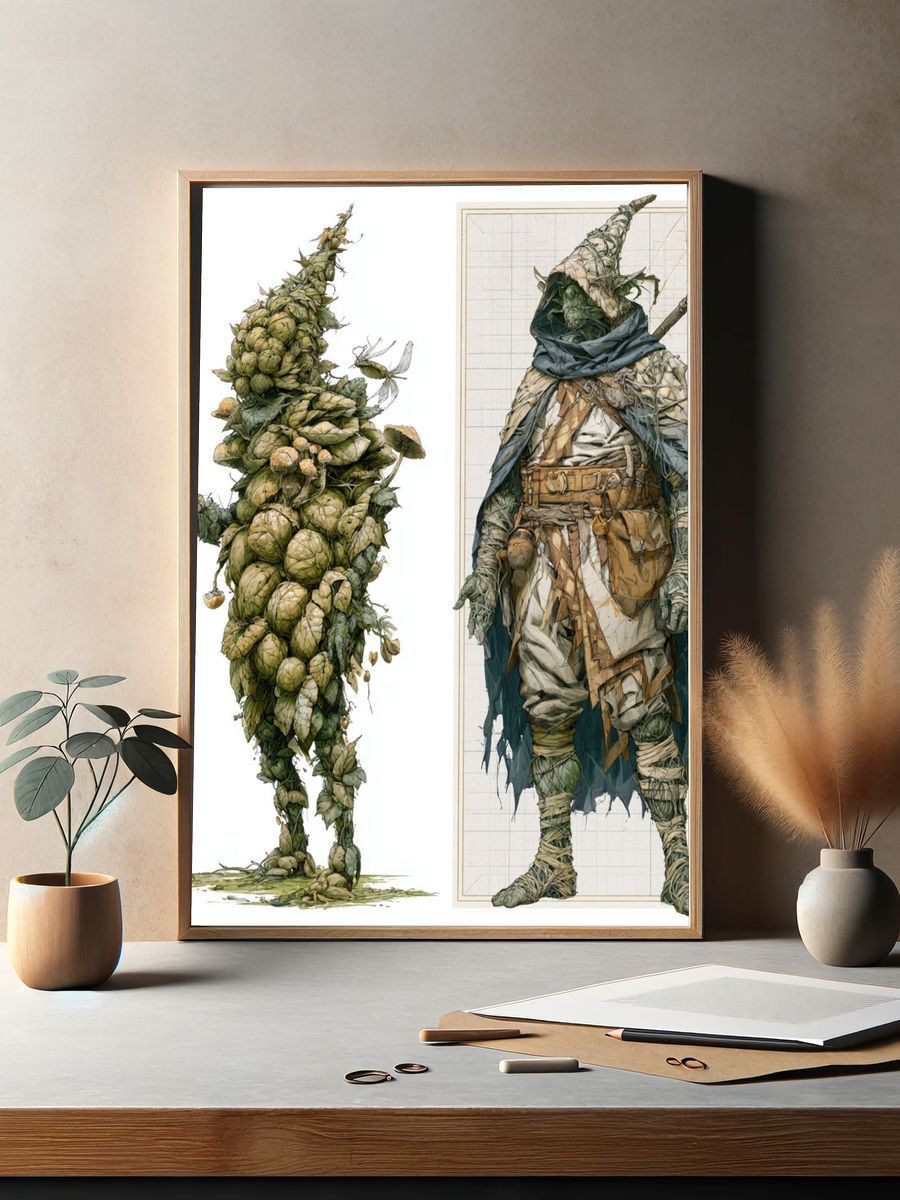 Forest Golem Fantasy Illustration Poster. — room view 2