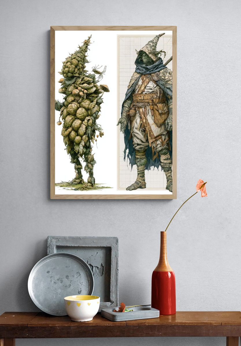 Forest Golem Fantasy Illustration Poster. — room view 3