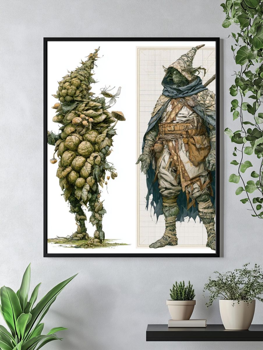Forest Golem Fantasy Illustration Poster. — room view 4