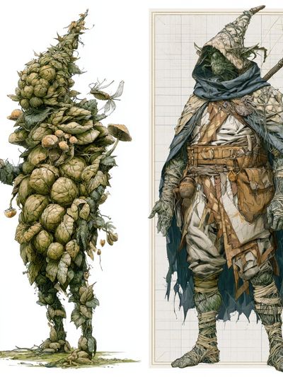 Forest Golem Fantasy Illustration Poster.