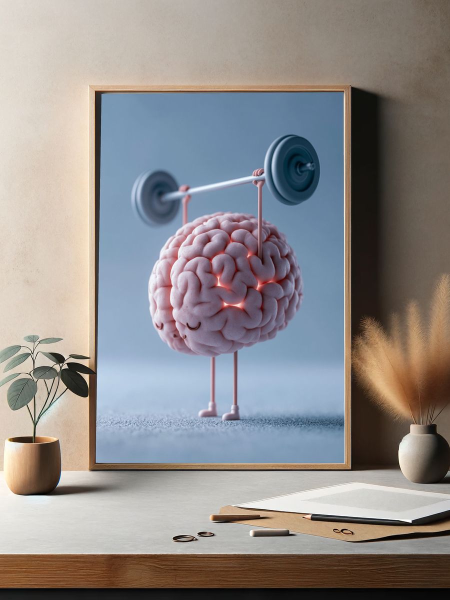 Brain Weightlifting Illustration Poster. — room view 2