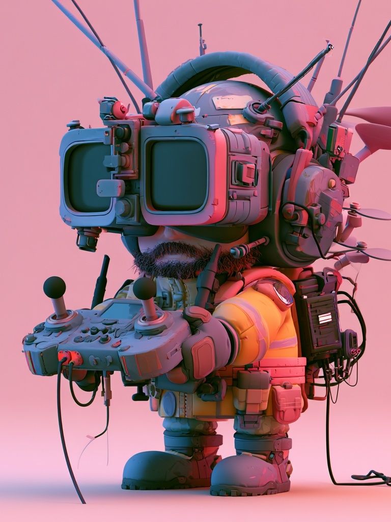 Retro Robot Pilot Illustration Poster. poster detail