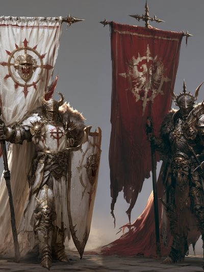 Armored War Banner Fantasy Print.