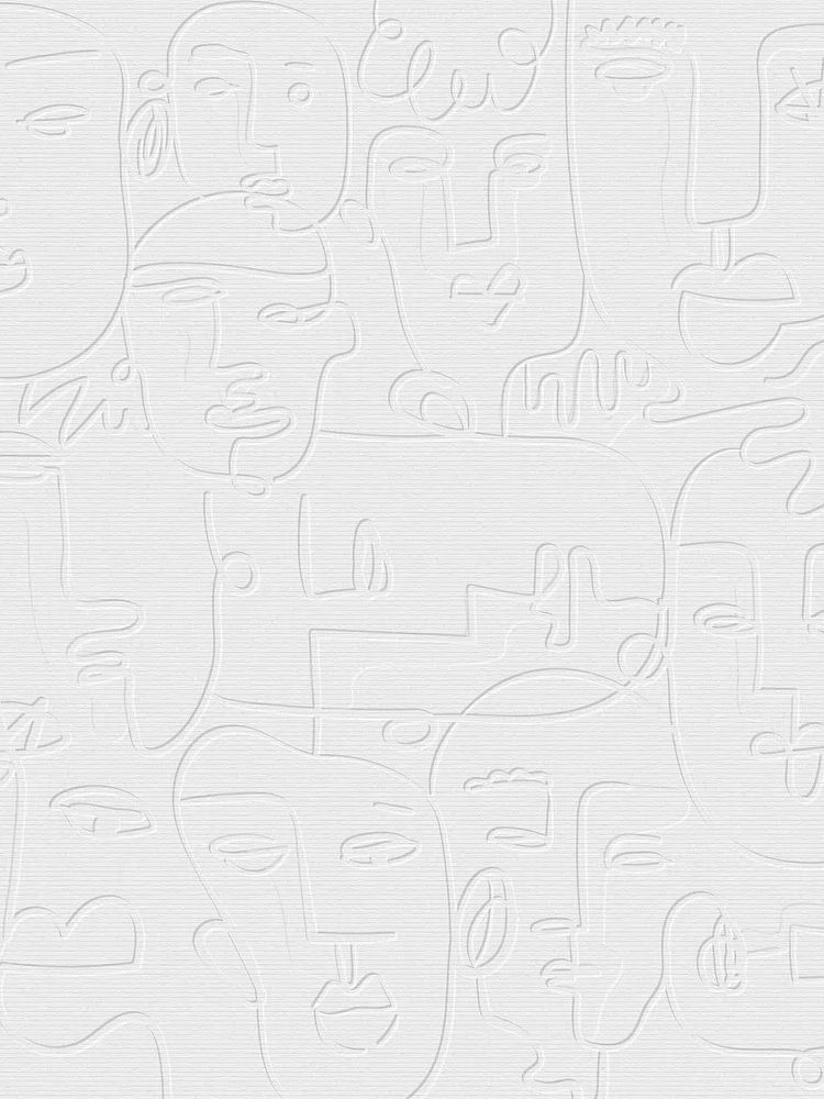 Abstract face line drawing white. poster — illustration art