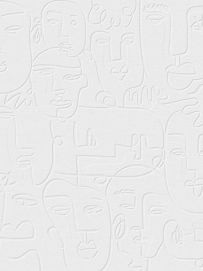Abstract face line drawing white. poster print