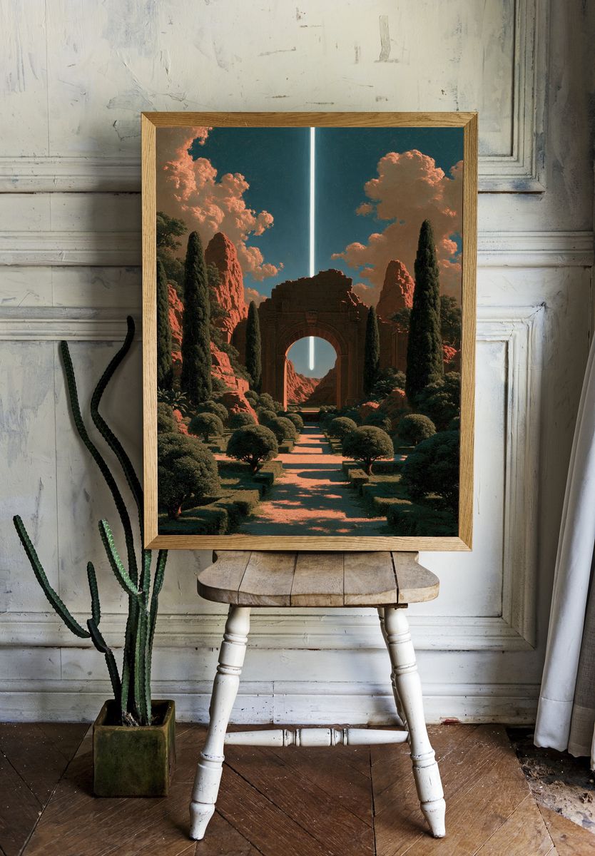 Surreal Desert Portal Illustration Print. — room view 1