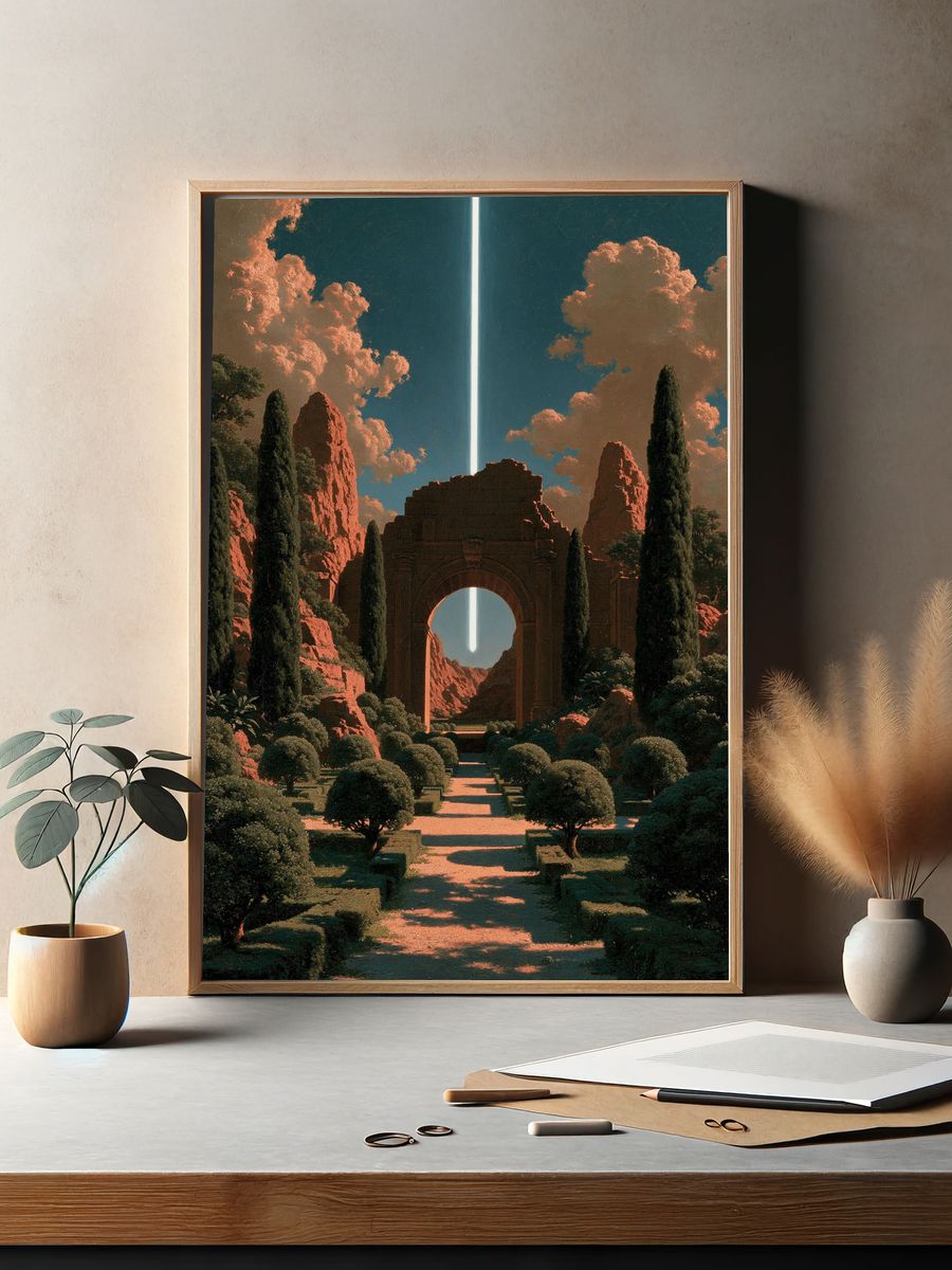 Surreal Desert Portal Illustration Print. — room view 2