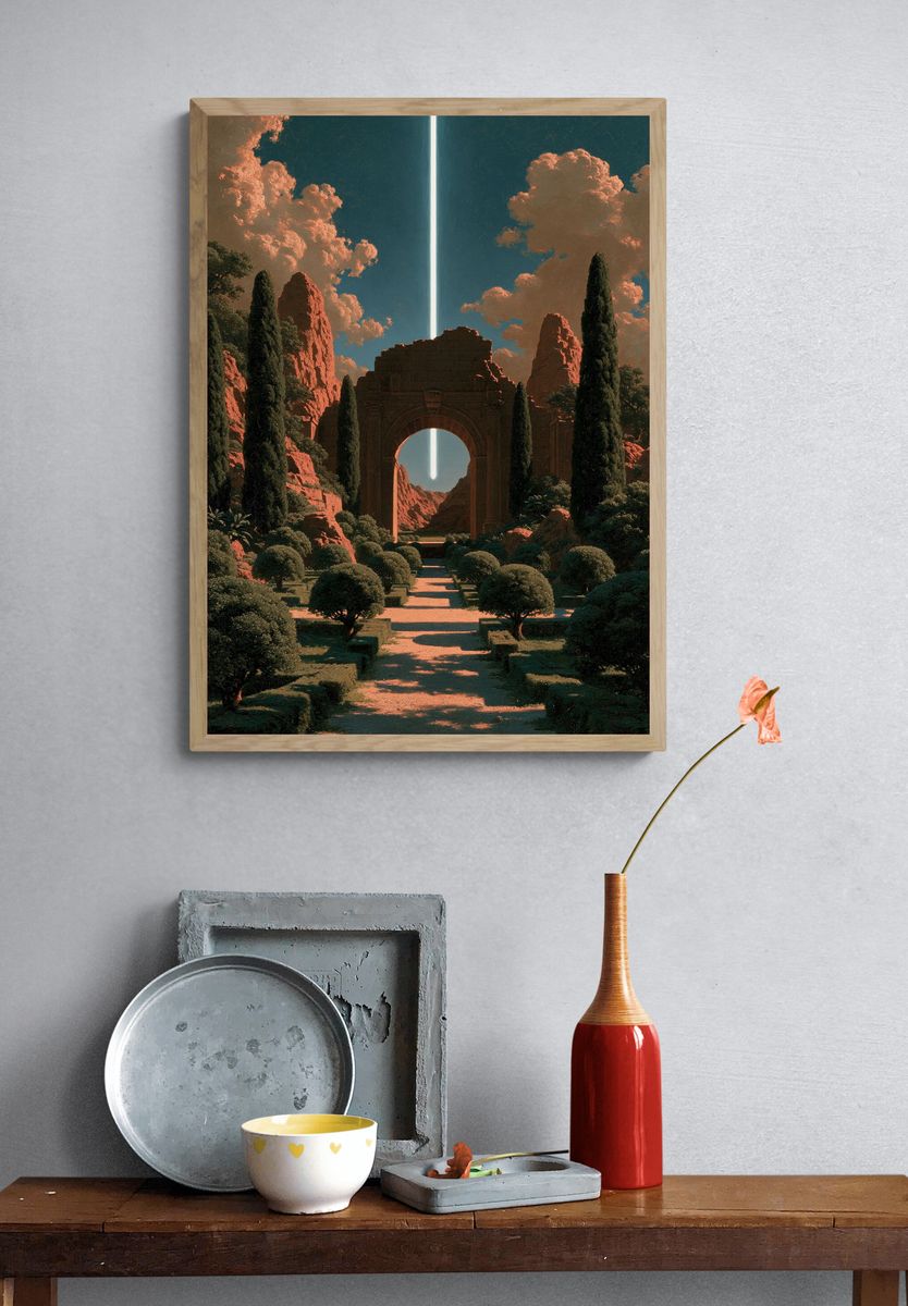 Surreal Desert Portal Illustration Print. — room view 3