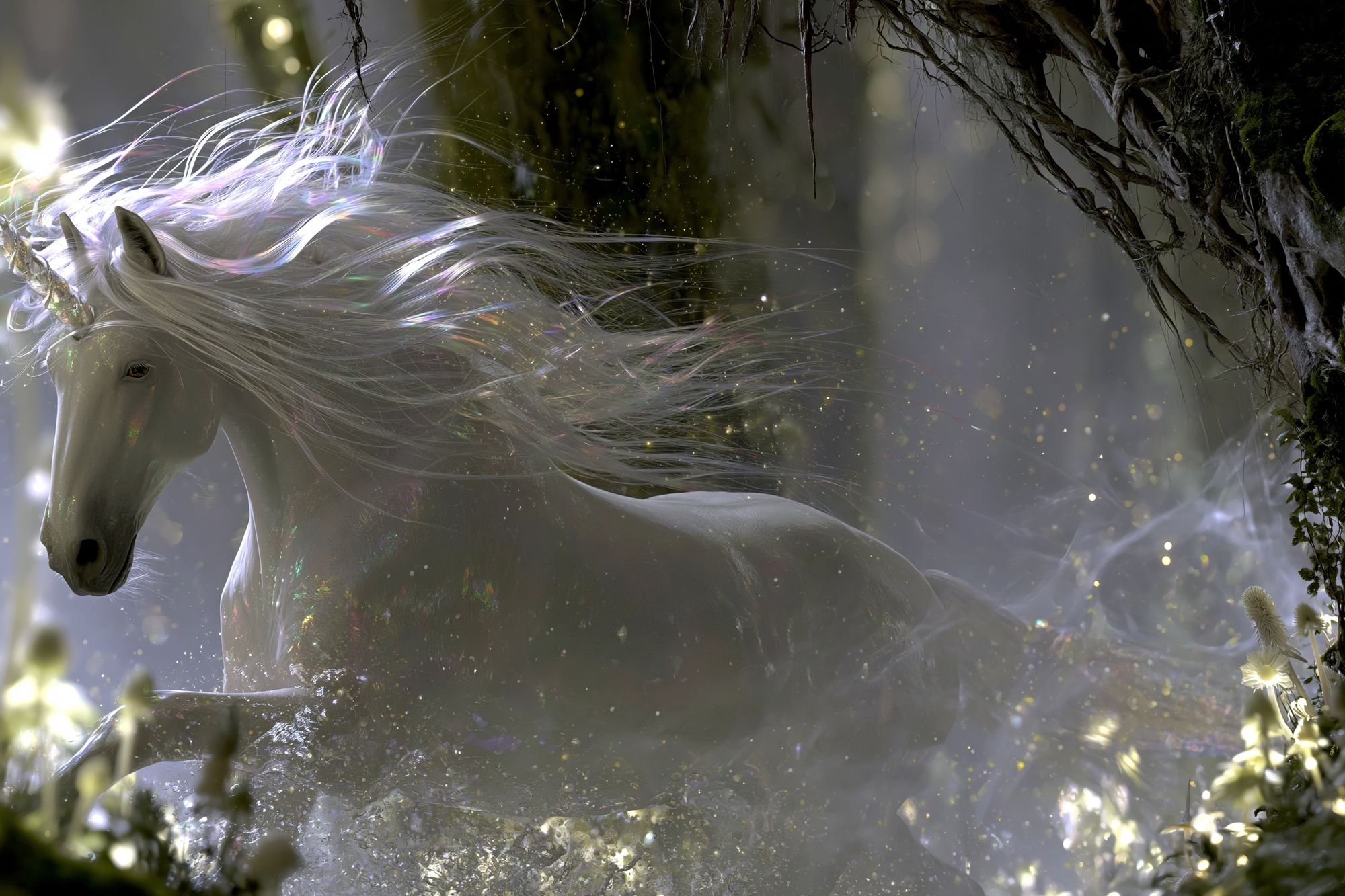 Mystic Unicorn Forest Print. poster — illustration art
