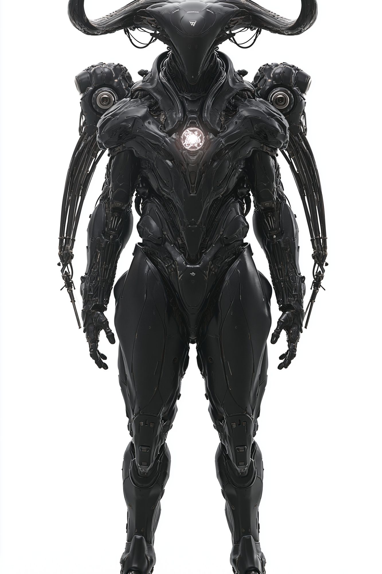 Horned Mech Warrior Sci-Fi Print. poster — illustration art