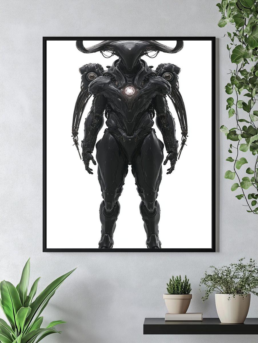 Horned Mech Warrior Sci-Fi Print. — room view 4