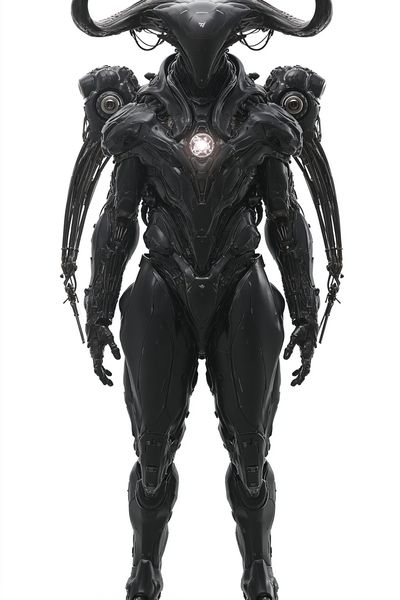 Horned Mech Warrior Sci-Fi Print.