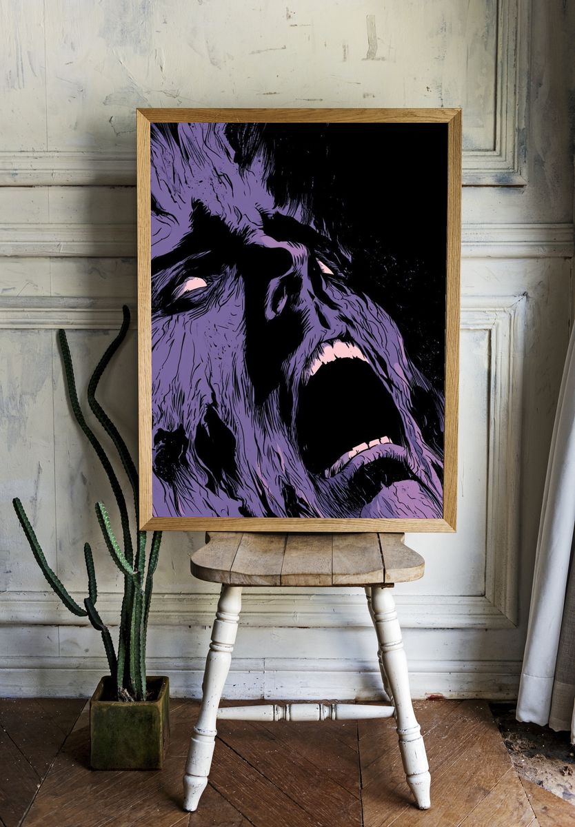 Screaming Face Illustration Poster. — room view 1
