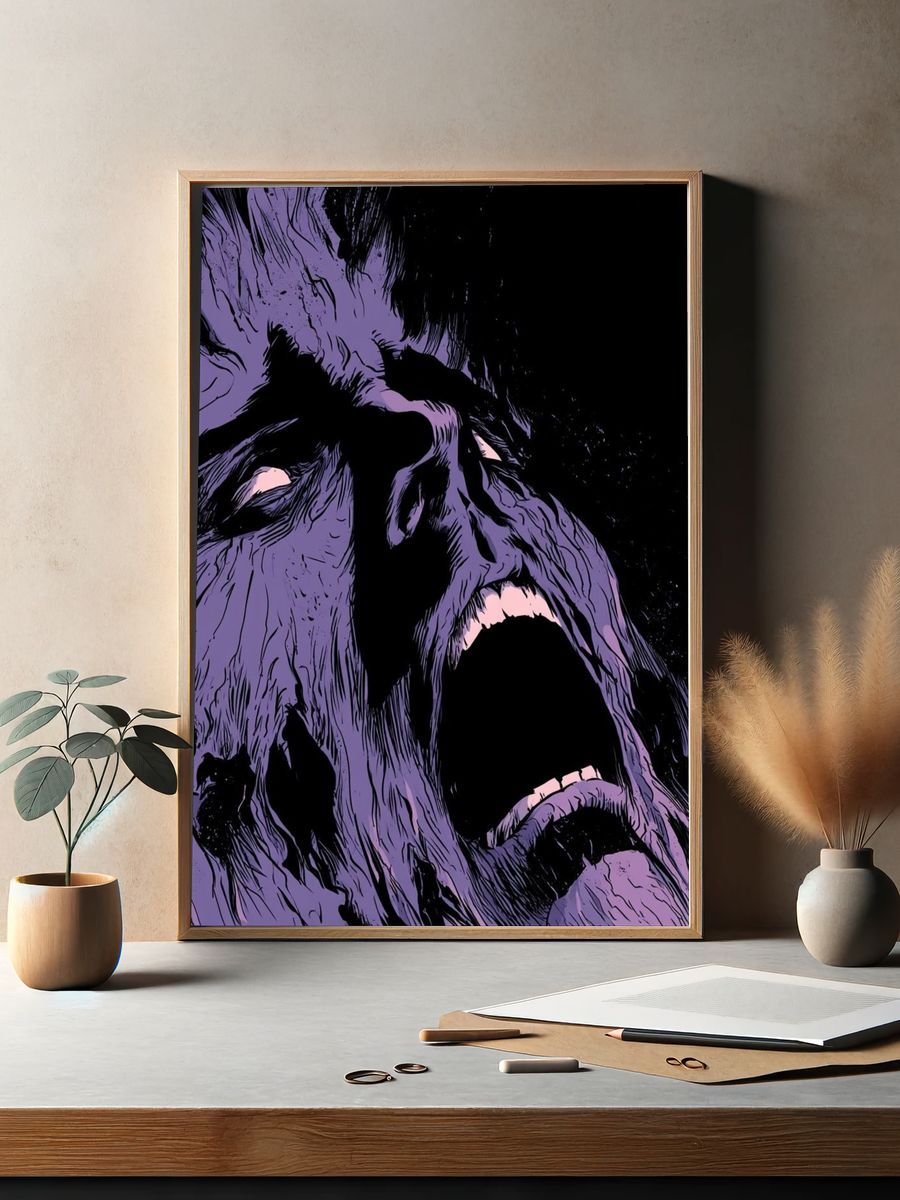 Screaming Face Illustration Poster. — room view 2