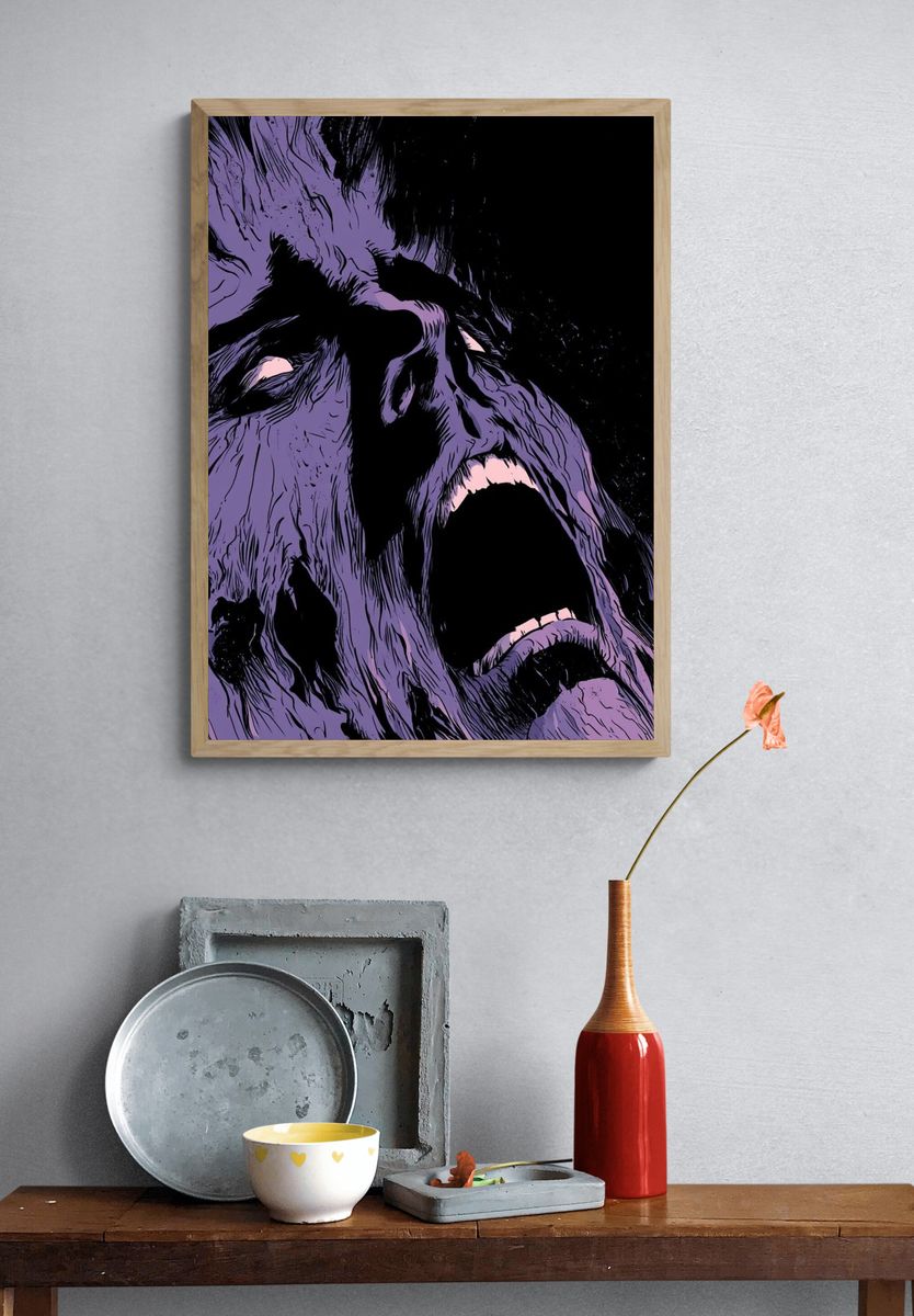Screaming Face Illustration Poster. — room view 3