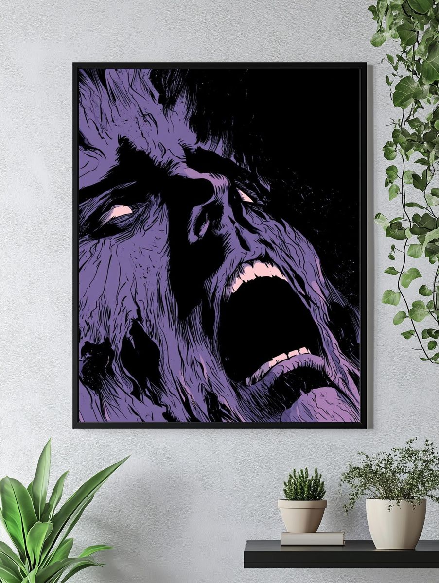 Screaming Face Illustration Poster. — room view 4