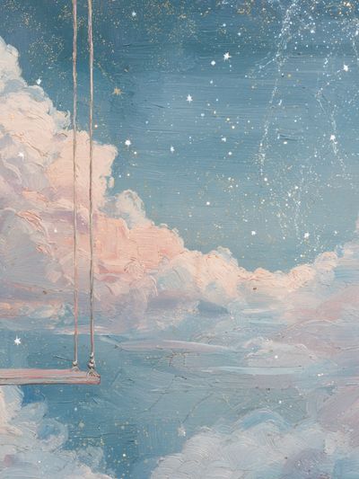 Dreamy Cloud Swing Illustration Poster. poster print