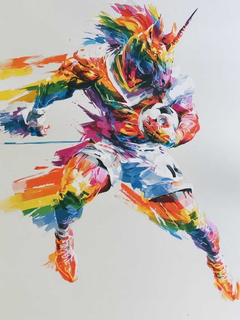 Rainbow Unicorn Soccer Poster. poster — illustration art