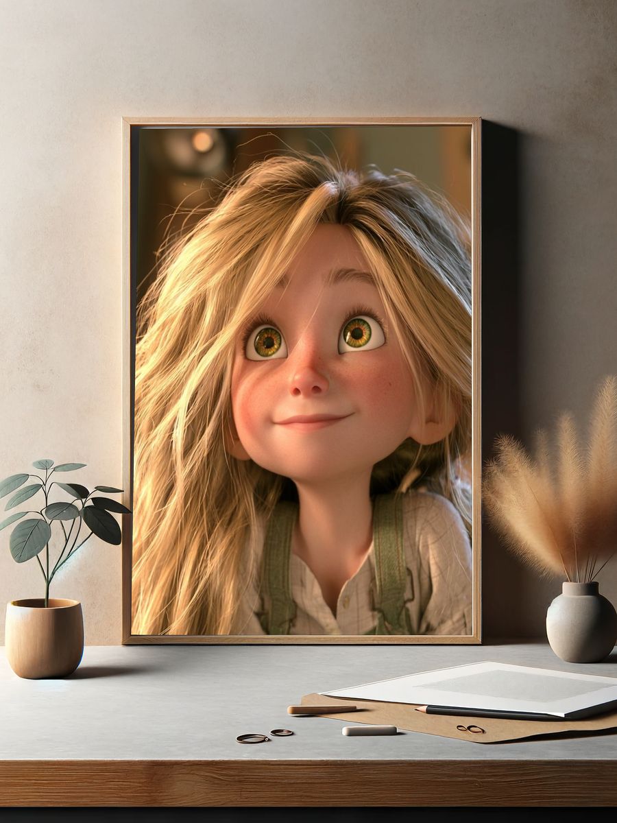 Whimsical Girl Portrait Print. — room view 2