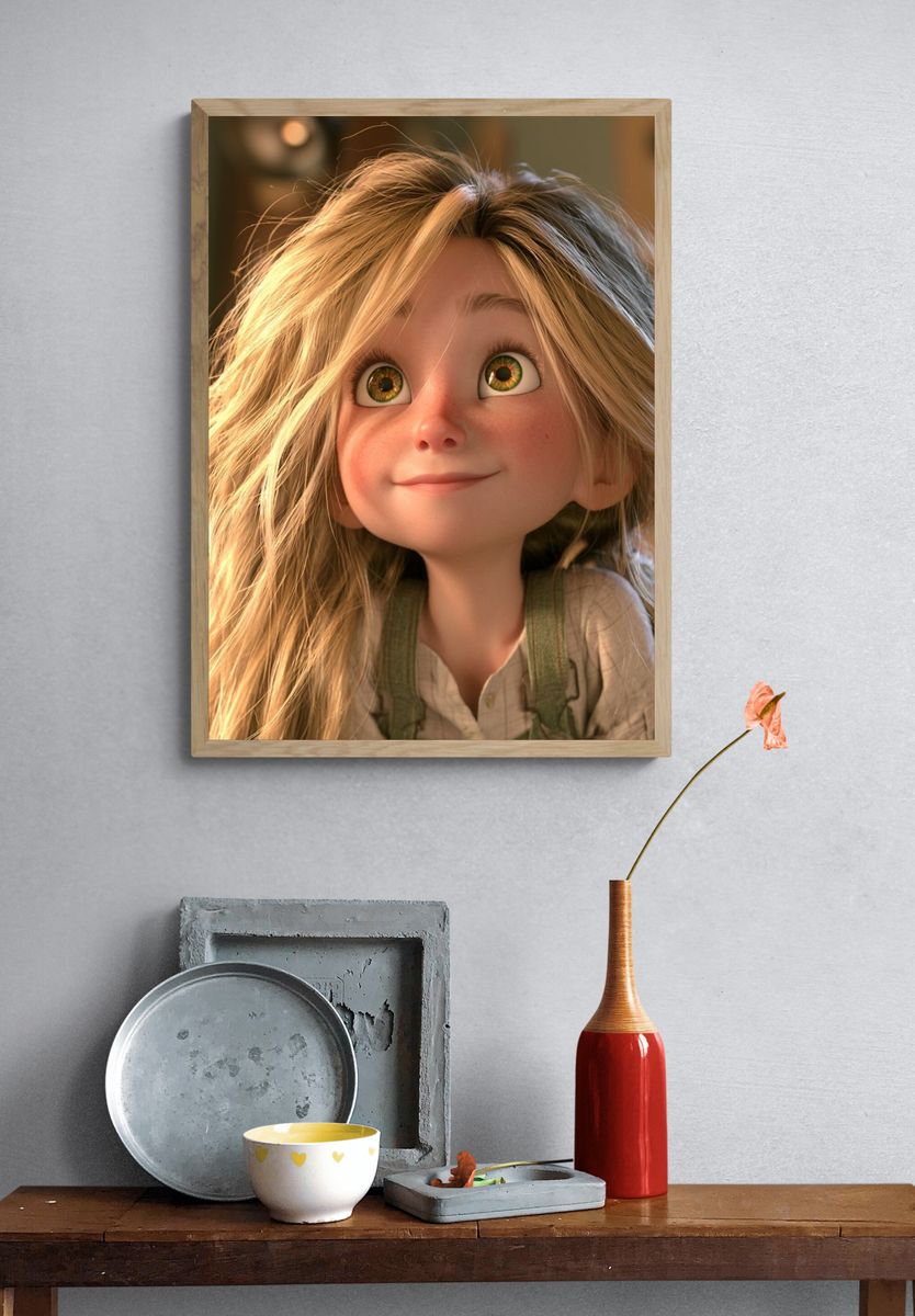 Whimsical Girl Portrait Print. — room view 3