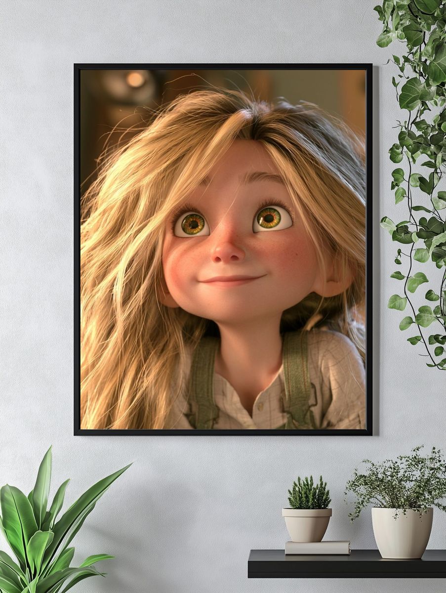 Whimsical Girl Portrait Print. — room view 4