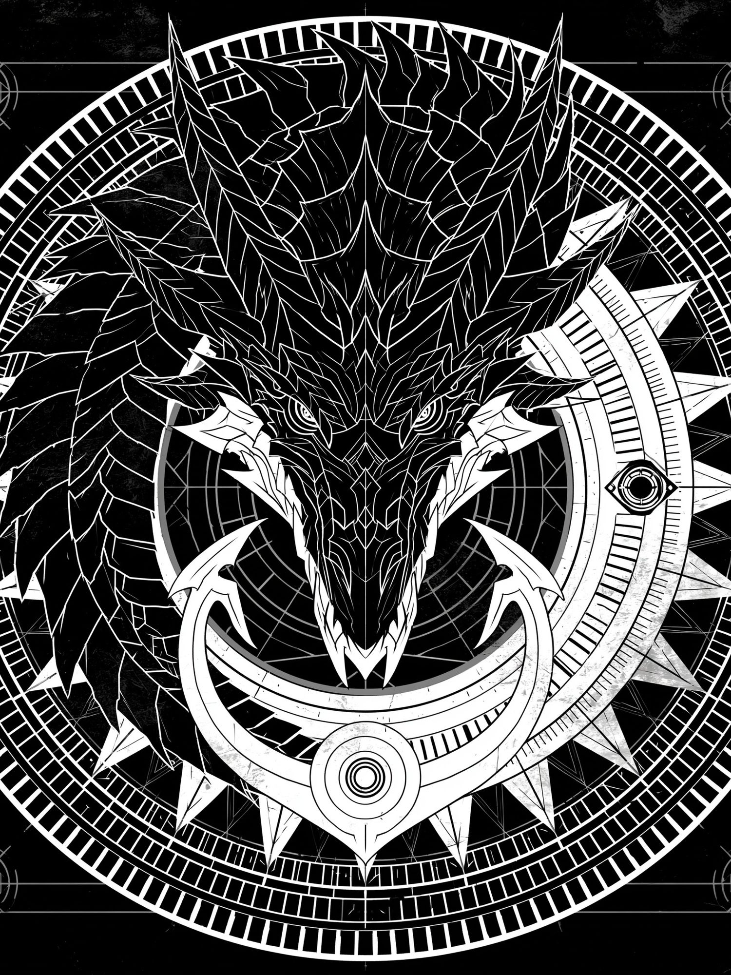 Dragon Sigil Black-White Poster. poster detail