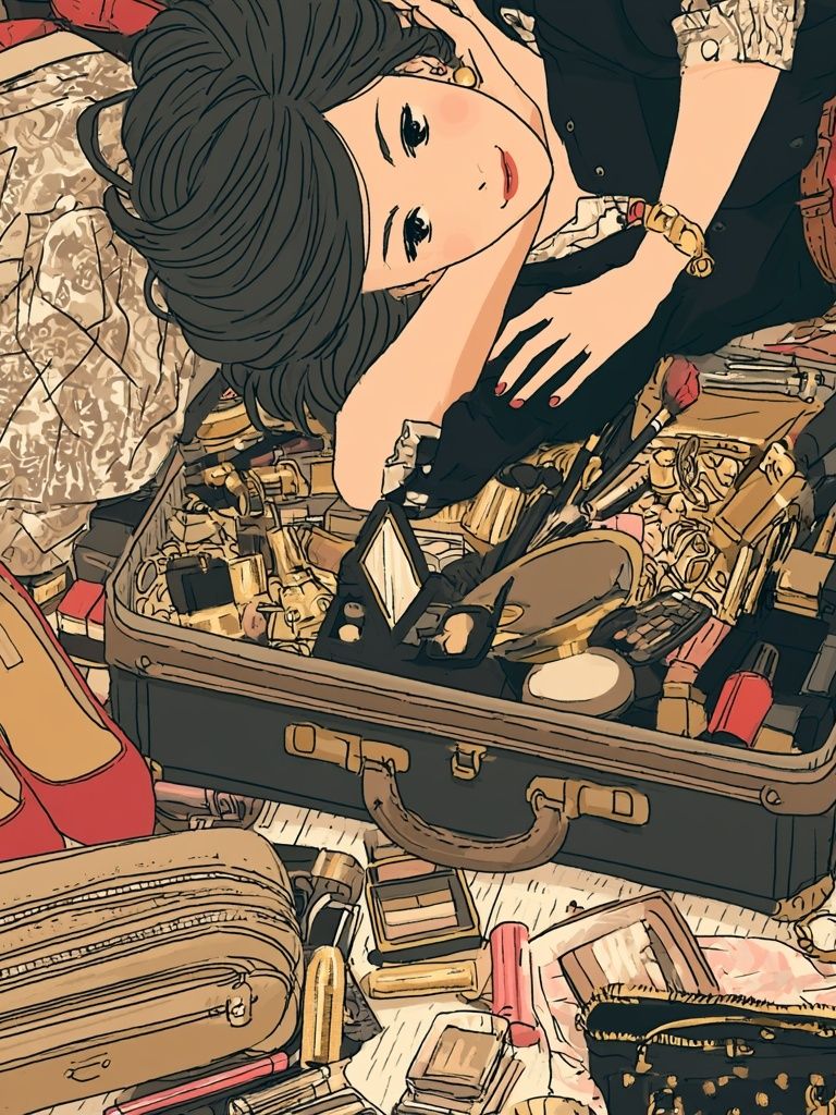 Fashion Flat Lay Illustration Poster. poster detail