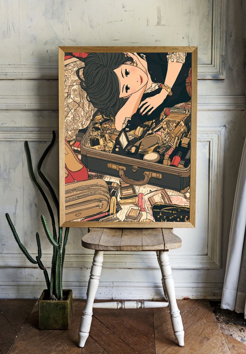 Fashion Flat Lay Illustration Poster. room preview