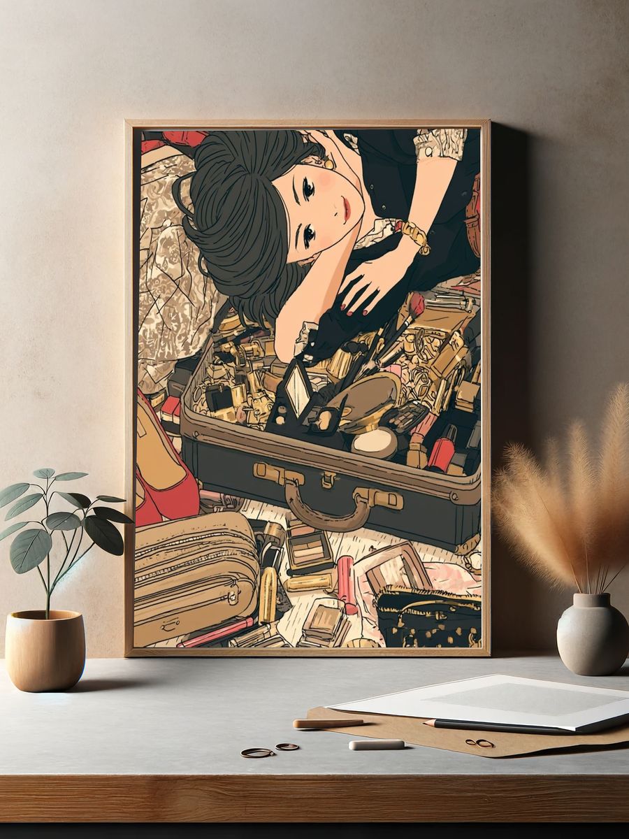 Fashion Flat Lay Illustration Poster. — room view 2