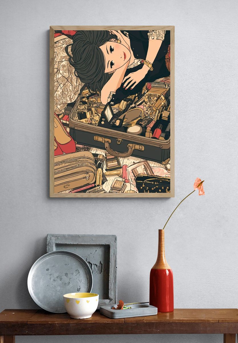 Fashion Flat Lay Illustration Poster. — room view 3
