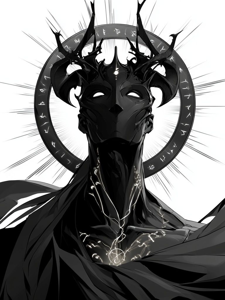 Dark Horned Deity Illustration Poster. poster detail