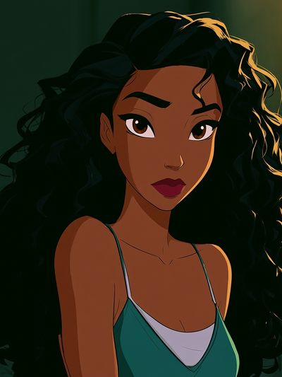Curly-Haired Woman Portrait Print. poster print