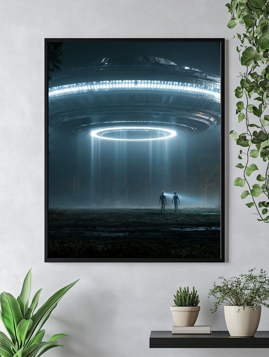 Alien UFO Forest Encounter Poster. — room view 4