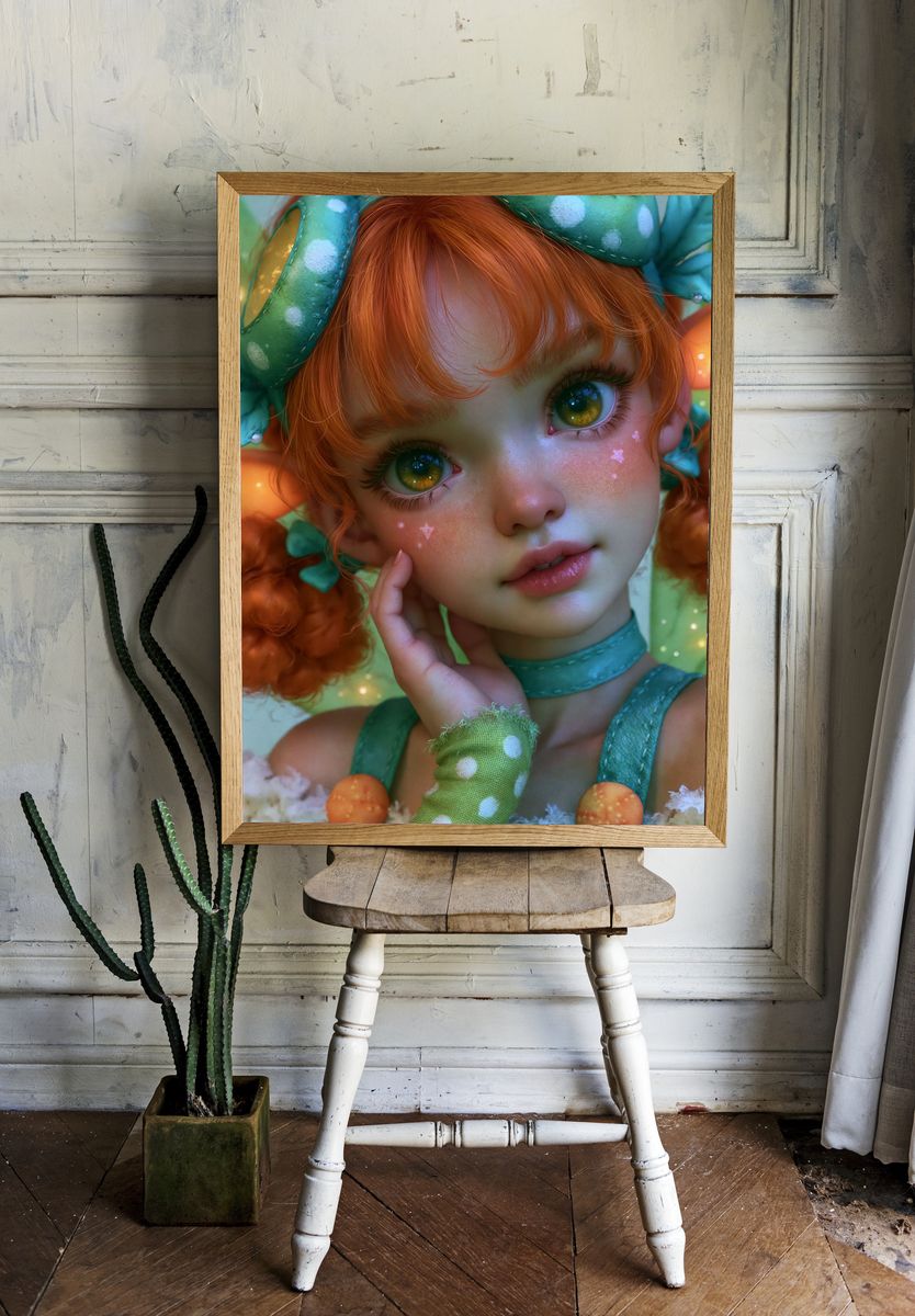 Fantasy Girl Portrait Illustration Poster. room preview