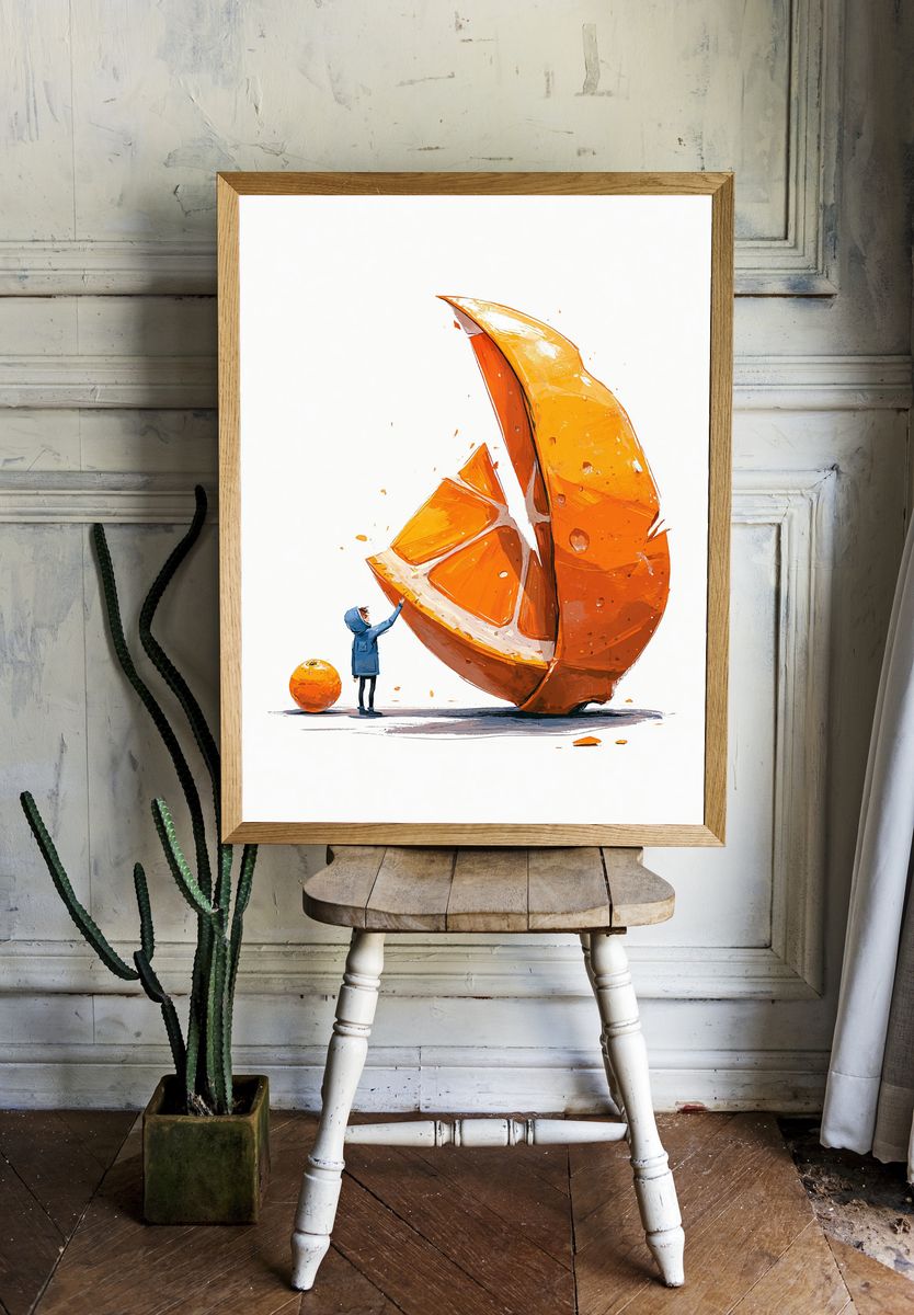Orange Slice Giant Illustration Print. room preview